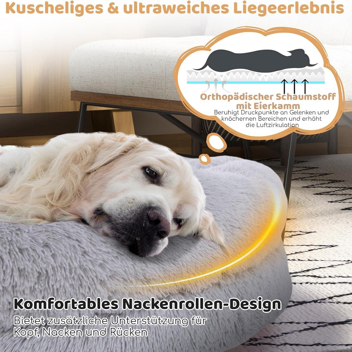 Hundebett flauschig 171x115cm mit Kissen & Decke für Menschen
